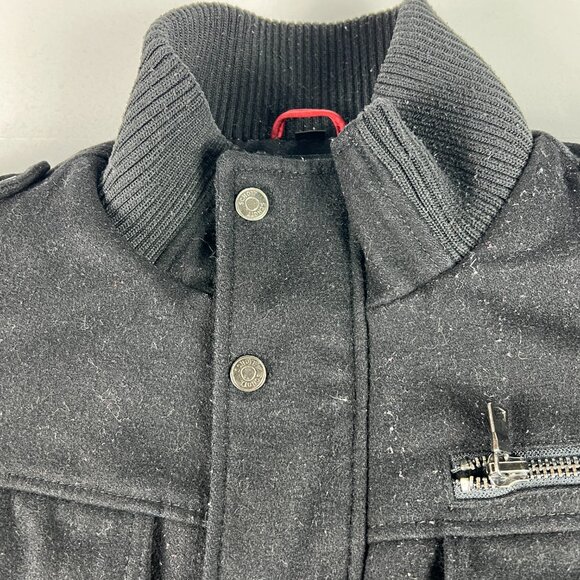 Schott Jacket Men's Extra Large Black Faded Wool Blend Full Zip Bomber Pockets - Picture 6 of 16